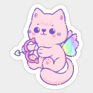 Pastel Pink Cupid Cat Sticker